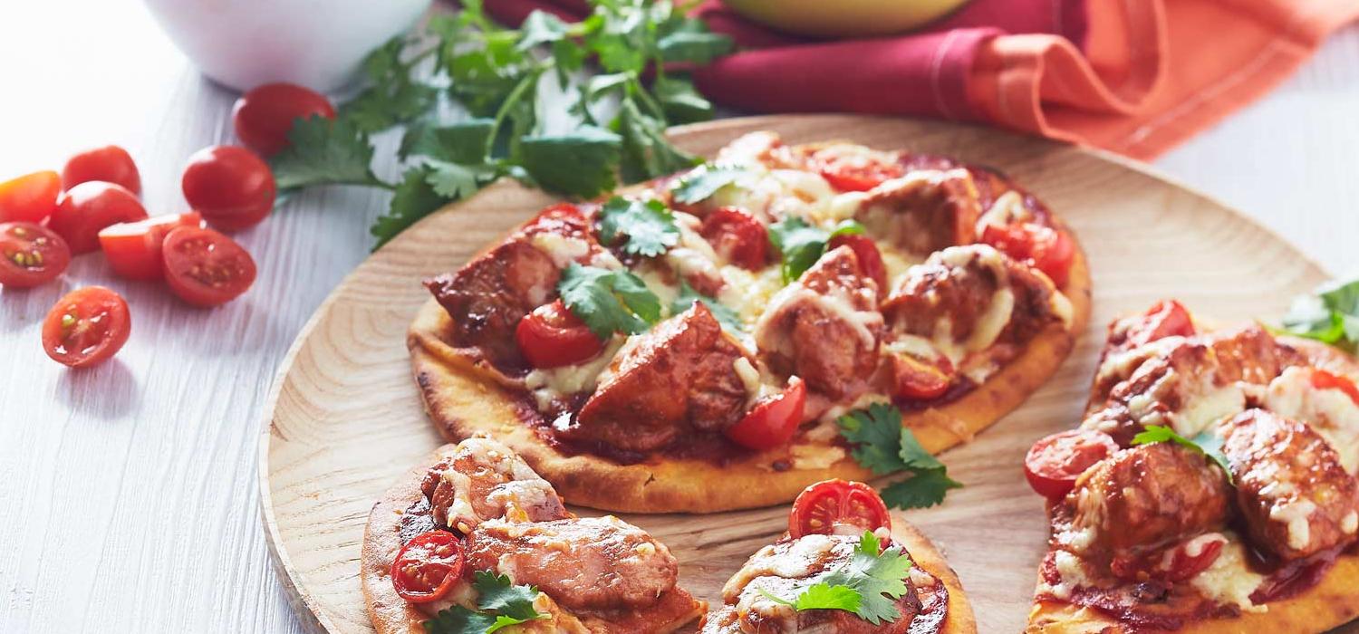 butter chicken naan pizza