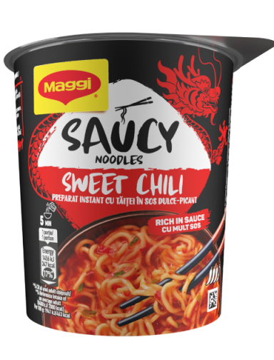 MAGGI tăiței instant în sos dulce-picant, pahar, 75g_FOP