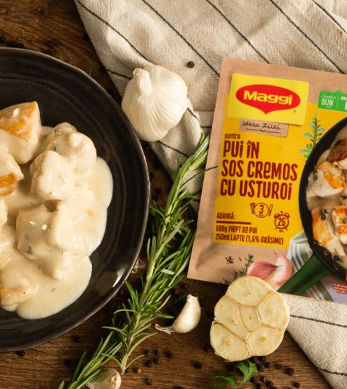 MAGGI Ideea Zilei pentru pui în sos cremos cu usturoi ​